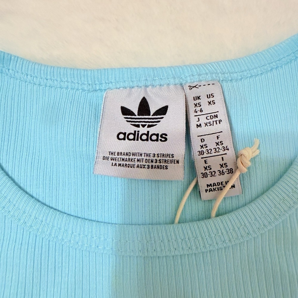 NEW Adidas Originals Adicolor $35 Essentials Rib Tank Top Aqua Women XS - Picture 4 of 6